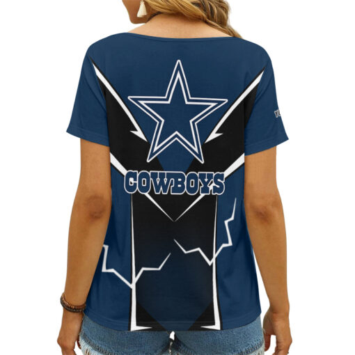 Dallas Cowboys Personalized V-neck Women T-shirt AGC57