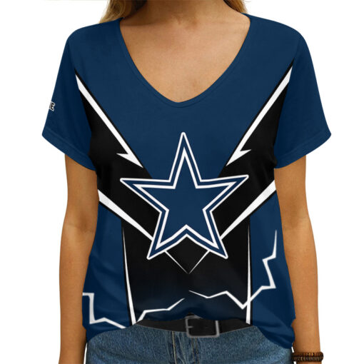 Dallas Cowboys Personalized V-neck Women T-shirt AGC57