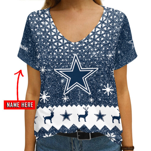 Dallas Cowboys Personalized V-neck Women T-shirt AGC81