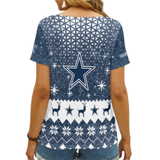 Dallas Cowboys Personalized V-neck Women T-shirt AGC81