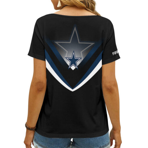 Dallas Cowboys Personalized V-neck Women T-shirt AGC85