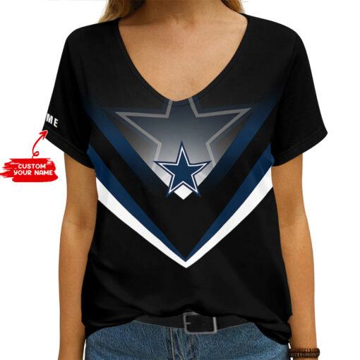 Dallas Cowboys Personalized V-neck Women T-shirt AGC85