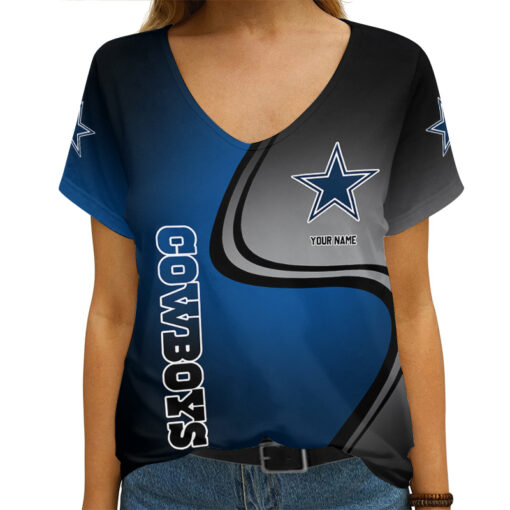 Dallas Cowboys Personalized V-neck Women T-shirt AGC98