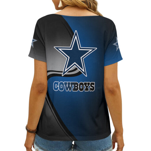 Dallas Cowboys Personalized V-neck Women T-shirt AGC98