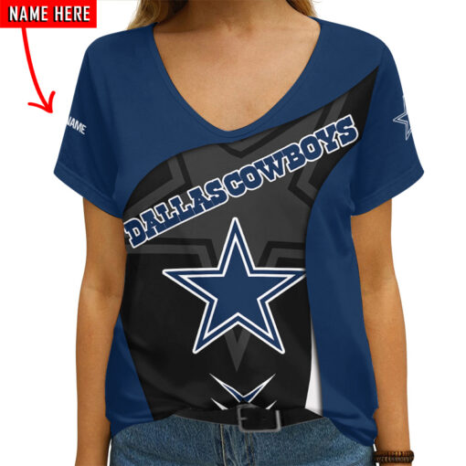 Dallas Cowboys Personalized V-neck Women T-shirt AGCWTS129