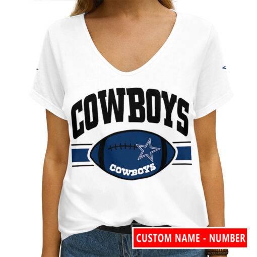 Dallas Cowboys Personalized V-neck Women T-shirt AGCWTS135