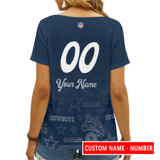 Dallas Cowboys Personalized V-neck Women T-shirt AGCWTS138