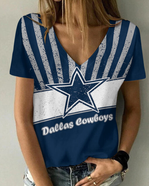 Dallas Cowboys Personalized V-neck Women T-shirt AGCWTS168