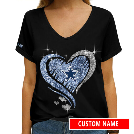 Dallas Cowboys Personalized V-neck Women T-shirt AGCWTS198