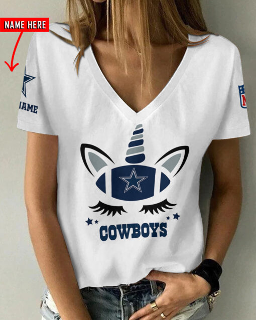 Dallas Cowboys Personalized V-neck Women T-shirt AGCWTS227