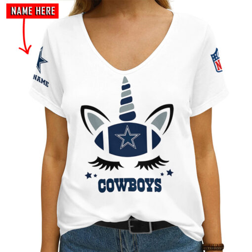 Dallas Cowboys Personalized V-neck Women T-shirt AGCWTS227