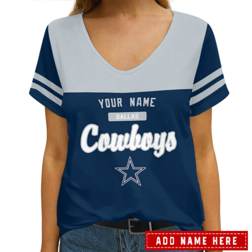 Dallas Cowboys Personalized V-neck Women T-shirt AGCWTS253