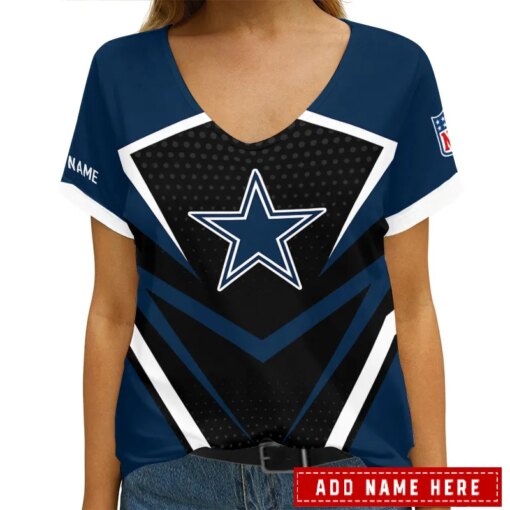 Dallas Cowboys Personalized V-neck Women T-shirt AGCWTS280