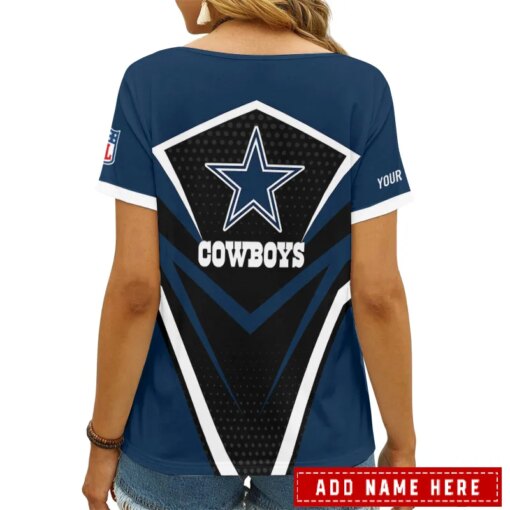 Dallas Cowboys Personalized V-neck Women T-shirt AGCWTS280