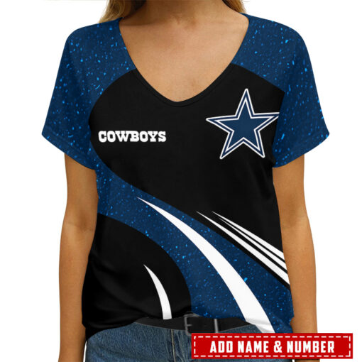 Dallas Cowboys Personalized V-neck Women T-shirt AGCWTS297