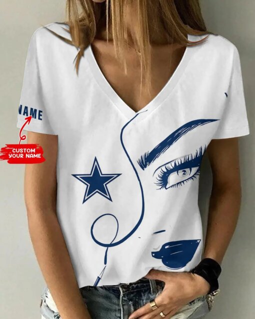 Dallas Cowboys Personalized V-neck Women T-shirt BG511