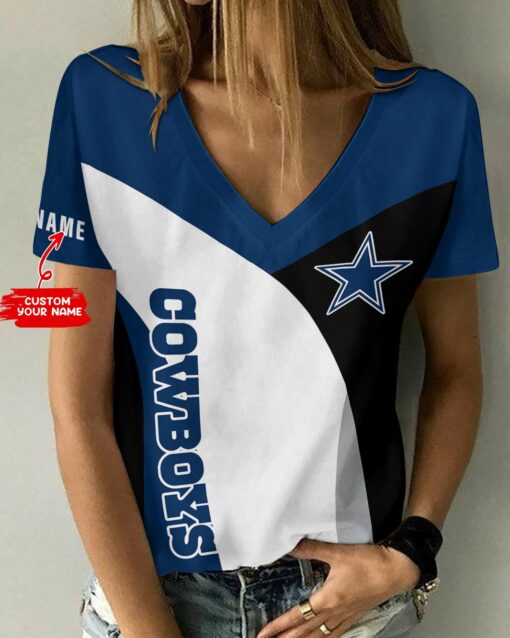 Dallas Cowboys Personalized V-neck Women T-shirt BG555