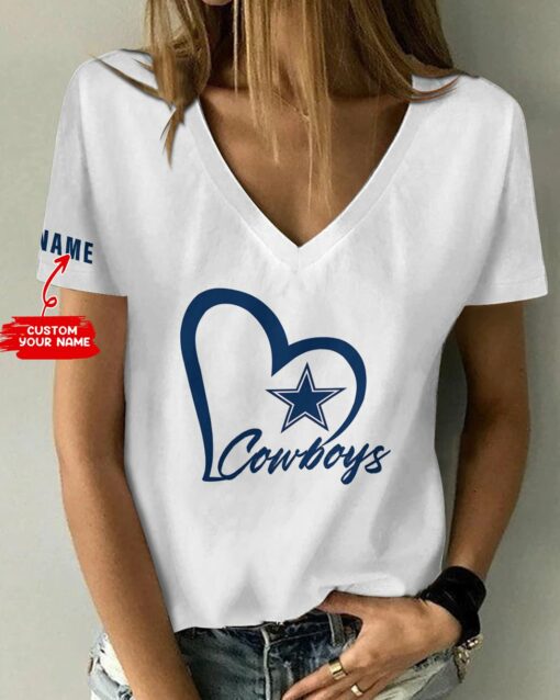 Dallas Cowboys Personalized V-neck Women T-shirt BG563