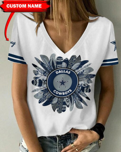 Dallas Cowboys Personalized V-neck Women T-shirt BG625