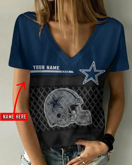 Dallas Cowboys Personalized V-neck Women T-shirt BG631