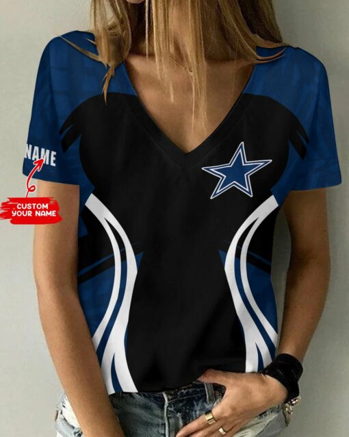 Dallas Cowboys Personalized V-neck Women T-shirt BG637