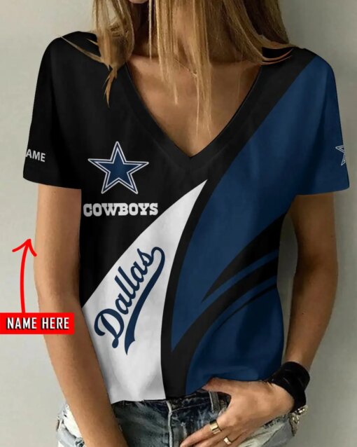 Dallas Cowboys Personalized V-neck Women T-shirt BG655