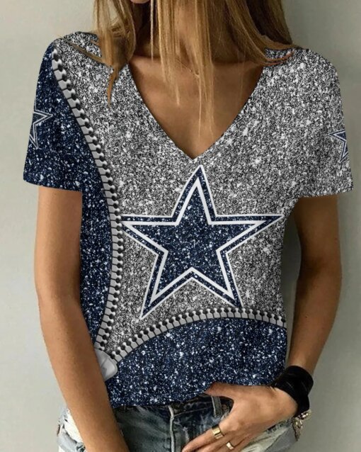 Dallas Cowboys Personalized V-neck Women T-shirt BG672