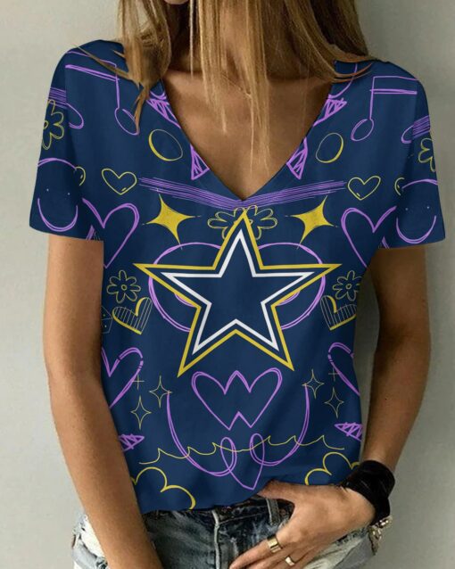 Dallas Cowboys Personalized V-neck Women T-shirt BG760