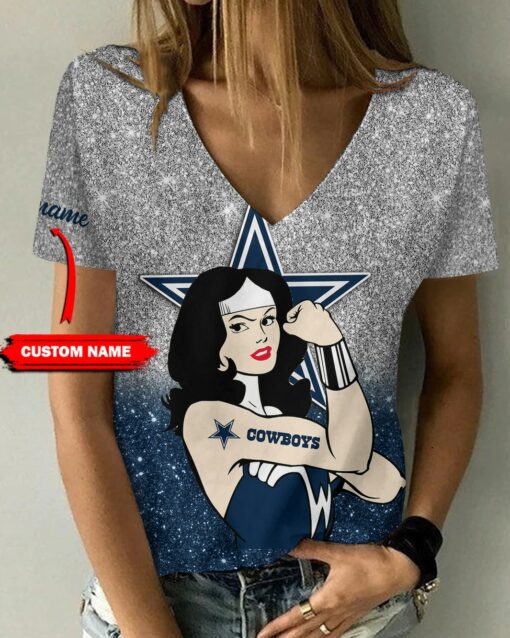 Dallas Cowboys Personalized V-neck Women T-shirt BG762