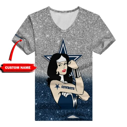 Dallas Cowboys Personalized V-neck Women T-shirt BG762