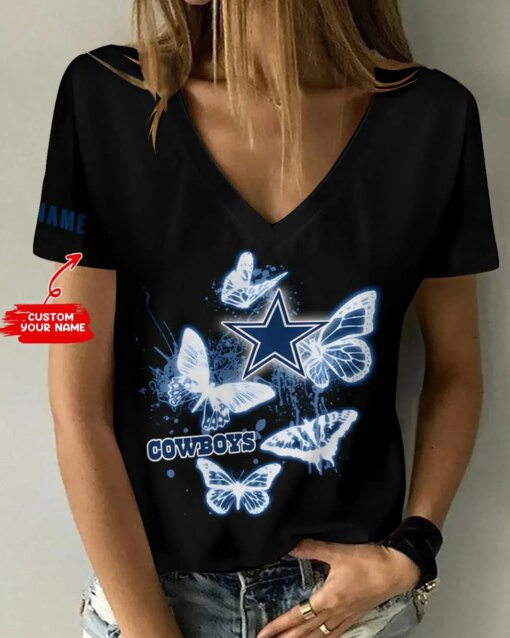 Dallas Cowboys Personalized V-neck Women T-shirt BG792