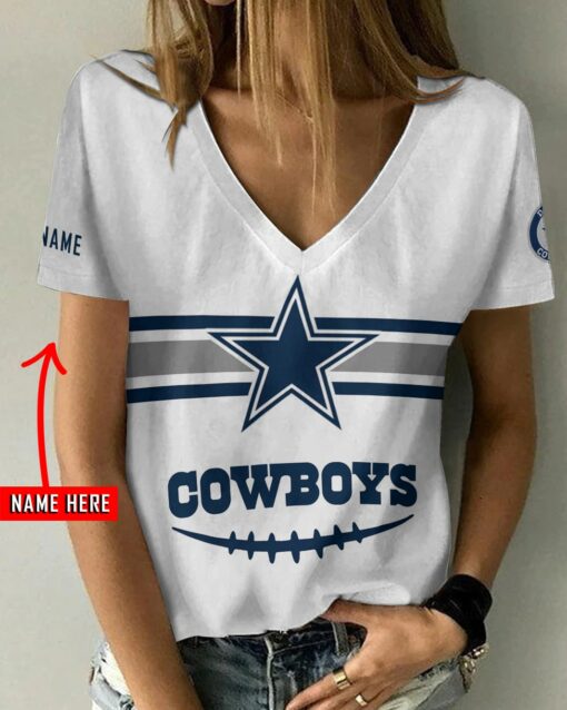 Dallas Cowboys Personalized V-neck Women T-shirt BG937