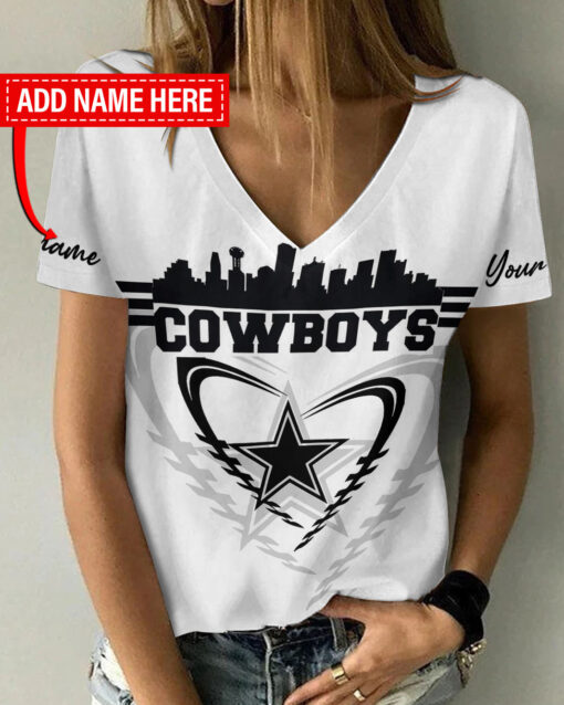 Dallas Cowboys Personalized V-neck Women T-shirt BG952