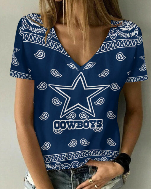 Dallas Cowboys Summer V-neck Women T-shirt BG252