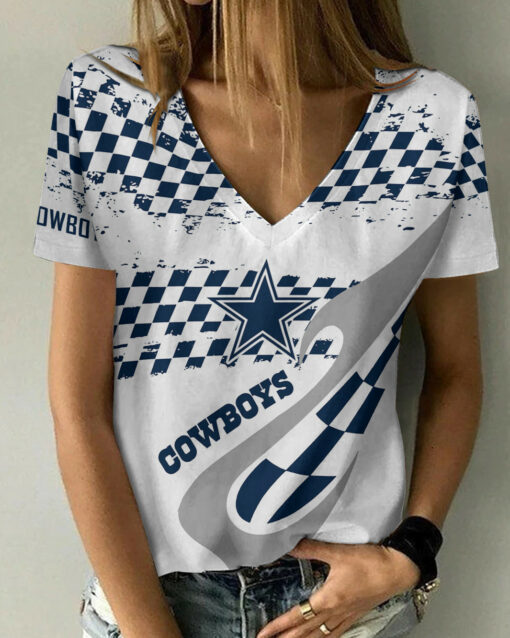 Dallas Cowboys Summer V-neck Women T-shirt BG277