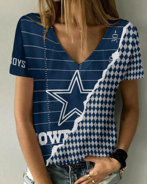 Dallas Cowboys Summer V-neck Women T-shirt BG298