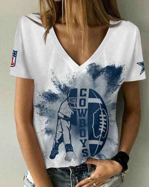 Dallas Cowboys Summer V-neck Women T-shirt BG305