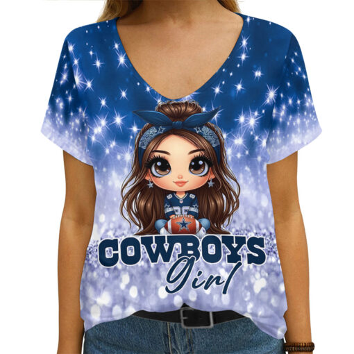 Dallas Cowboys V-neck Women T-shirt AGCWTS204