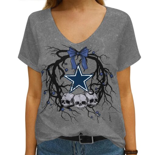 Dallas Cowboys V-neck Women T-shirt AGCWTS288