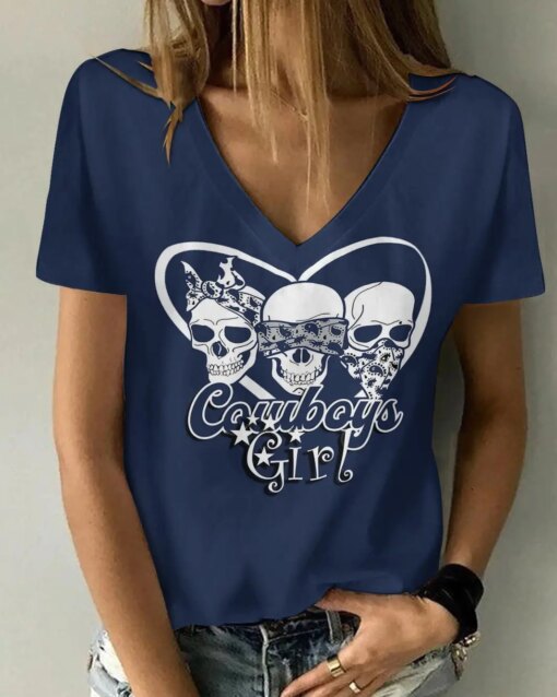 Dallas Cowboys V-neck Women T-shirt BG523