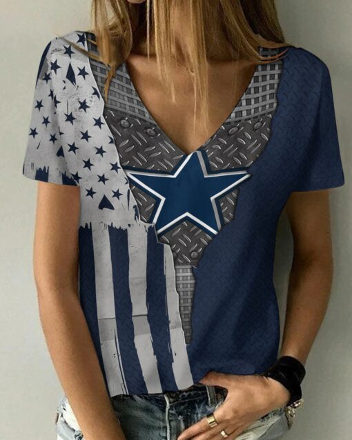 Dallas Cowboys V-neck Women T-shirt BG753