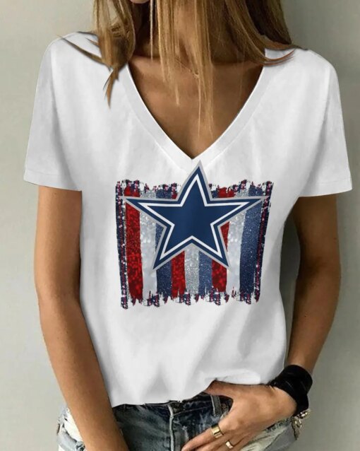 Dallas Cowboys V-neck Women T-shirt BG775