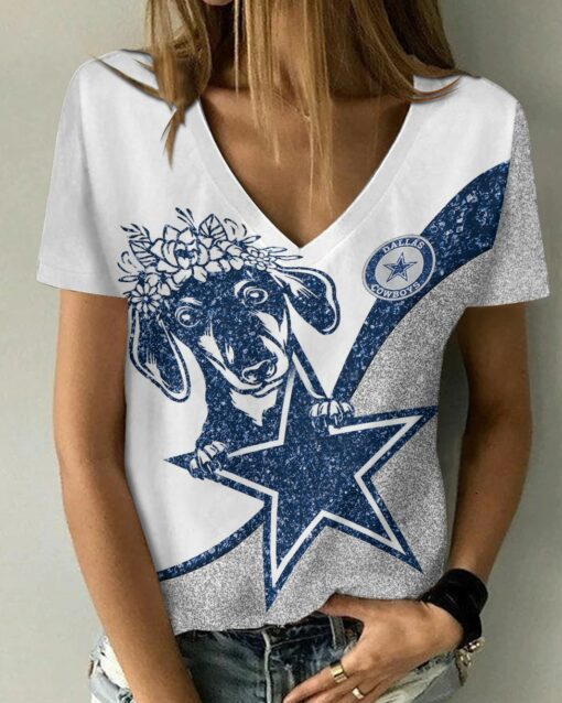 Dallas Cowboys V-neck Women T-shirt BG834