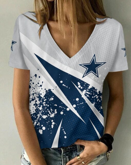 Dallas Cowboys V-neck Women T-shirt BG900