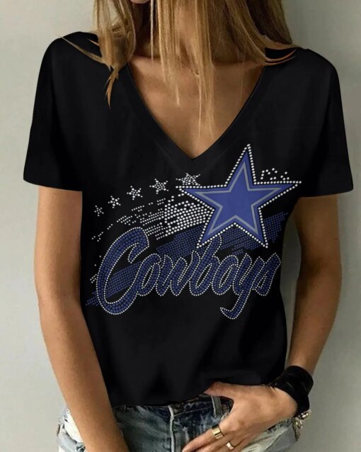 Dallas Cowboys V-neck Women T-shirt BG927