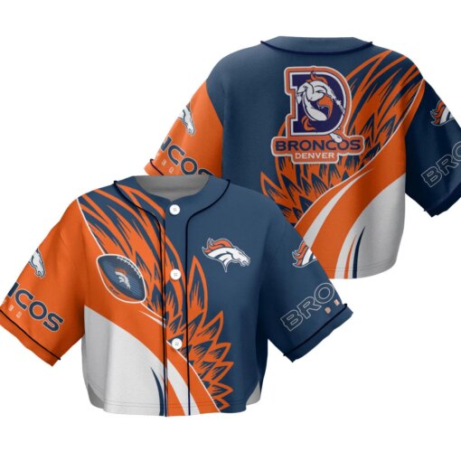 Denver Broncos Crop Top Baseball Jersey 91