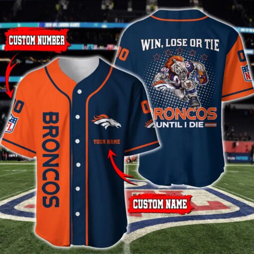 Denver Broncos Personalized Baseball Jersey BG571