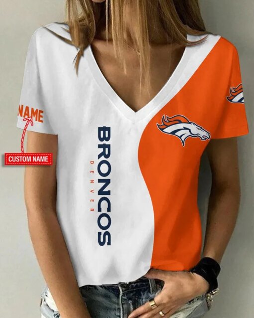 Denver Broncos Personalized V-neck Women T-shirt