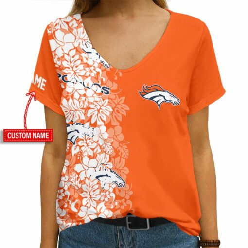 Denver Broncos Personalized V-neck Women T-shirt