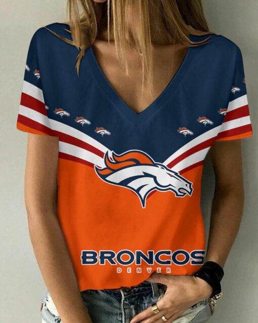 Denver Broncos Personalized V-neck Women T-shirt